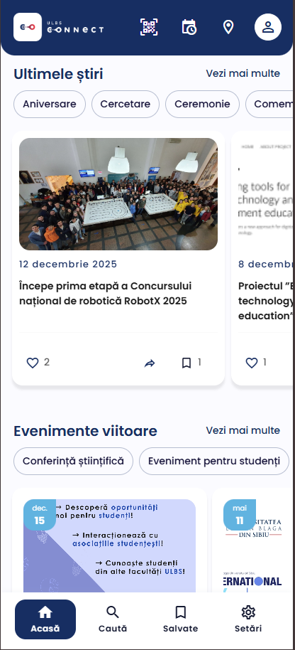 Ecranul principal: știri și evenimente